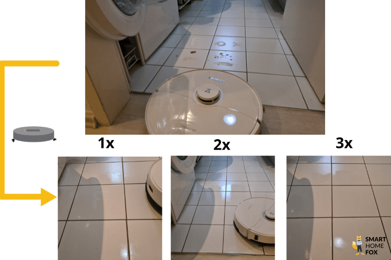 Результат влажной уборки на плитке Roborock S8 Pro Ultra.